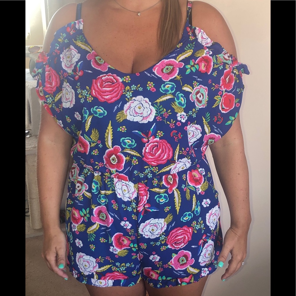 Cobalt blue floral romper Size M